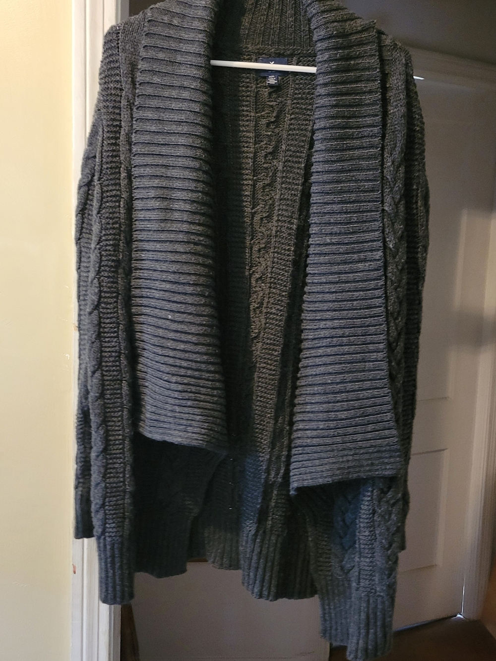 American Eagle Outfitters Dark Gray Ribbed Knit Sweater